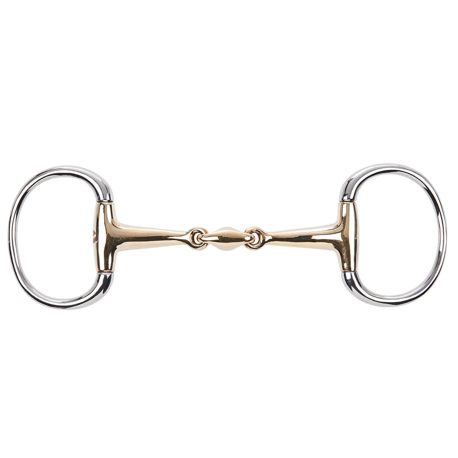 Gebisse Shopping Days, olivförmiges Pferdegebiss mit großen Ringen auf weißem Hintergrund. Gebisse Shopping Days, olivförmiges Pferdegebiss mit großen Ringen auf weißem Hintergrund.
