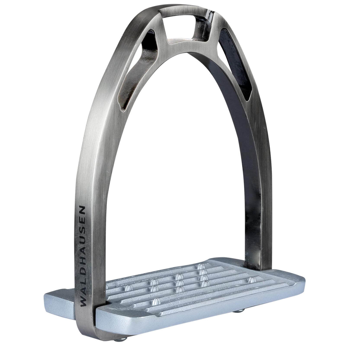 Steigbügel Aluminium Sicherheitssteigbügel, Grau, Produkt allein auf weißem Hintergrund.