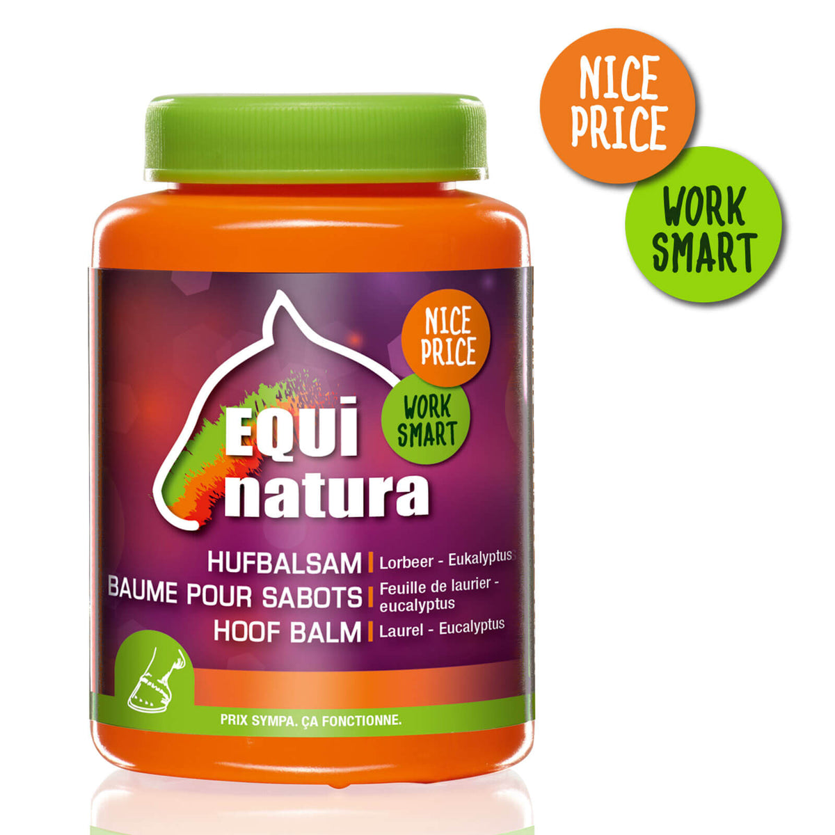 Equinatura Hufbalsam Hufpflege, Produkt allein mit grünem Deckel auf weißem Hintergrund.