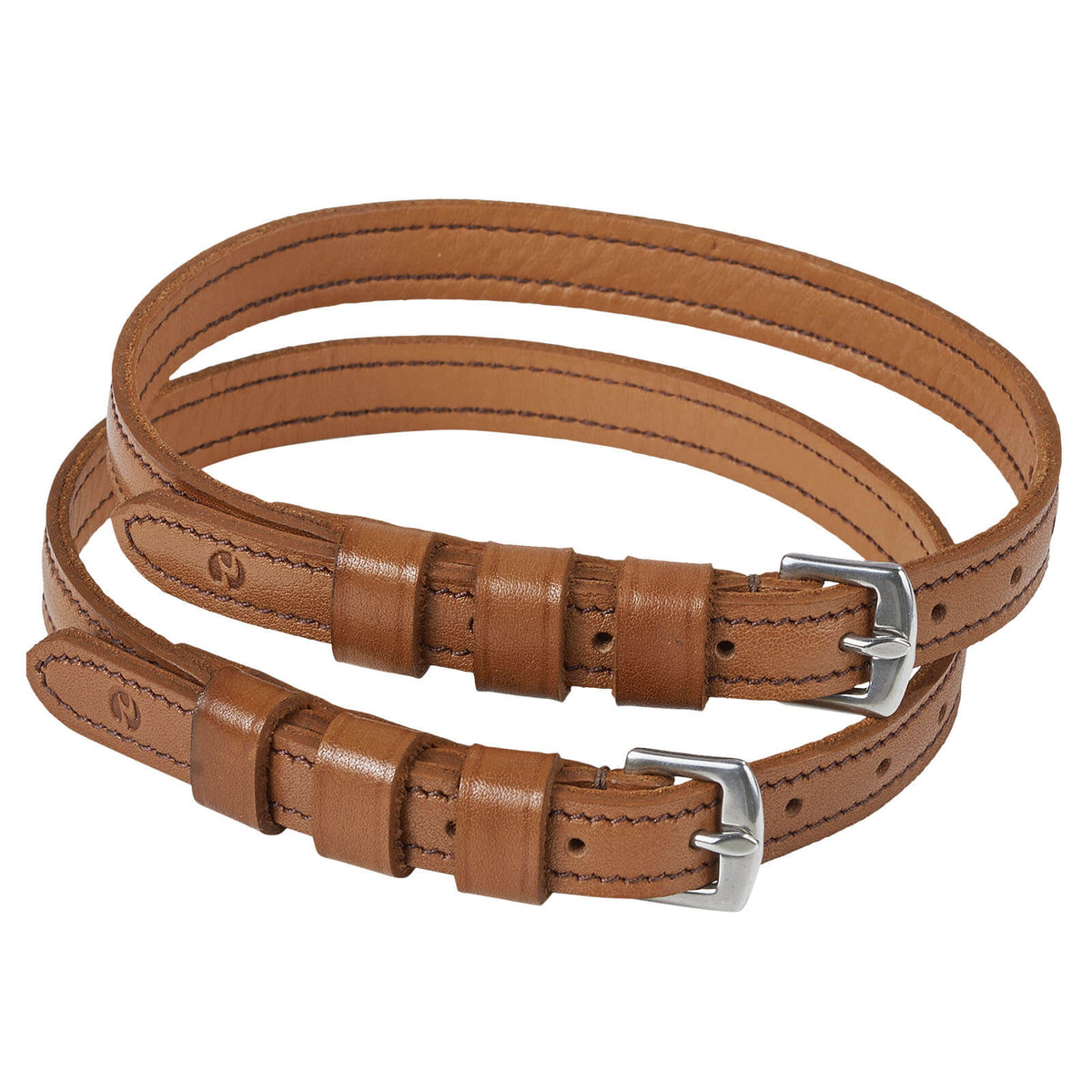 Sporenriemen Laval Leder Spur straps, Cognac, Produkt allein auf weißem Hintergrund.