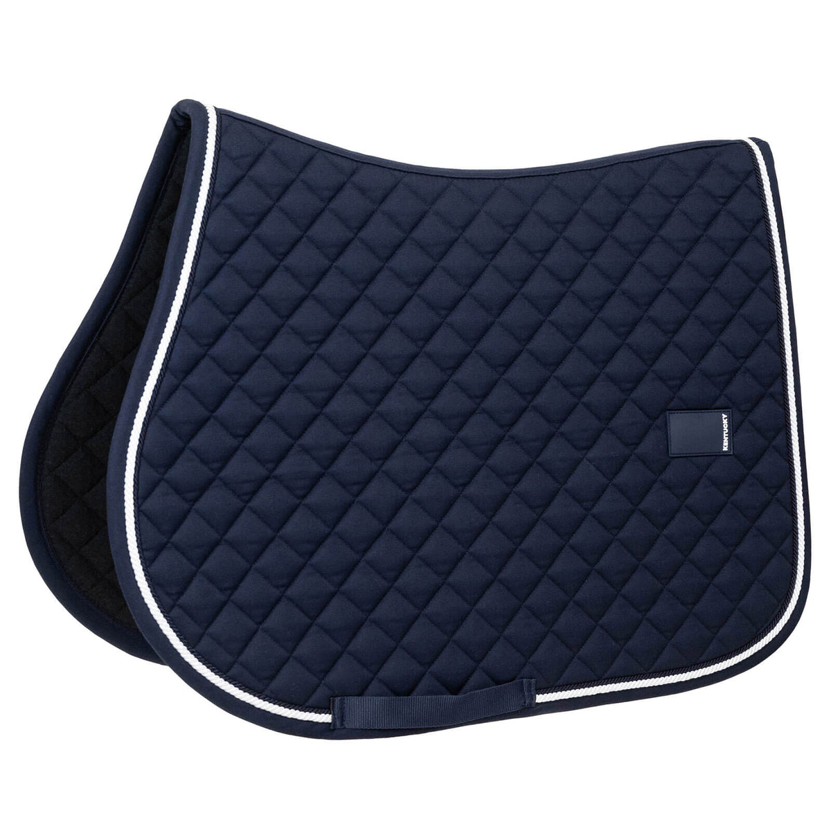 Springschabracke Saddle Pad Diamond Rope Jumping Schabracke, Marine, Produkt allein auf weißem Hintergrund.