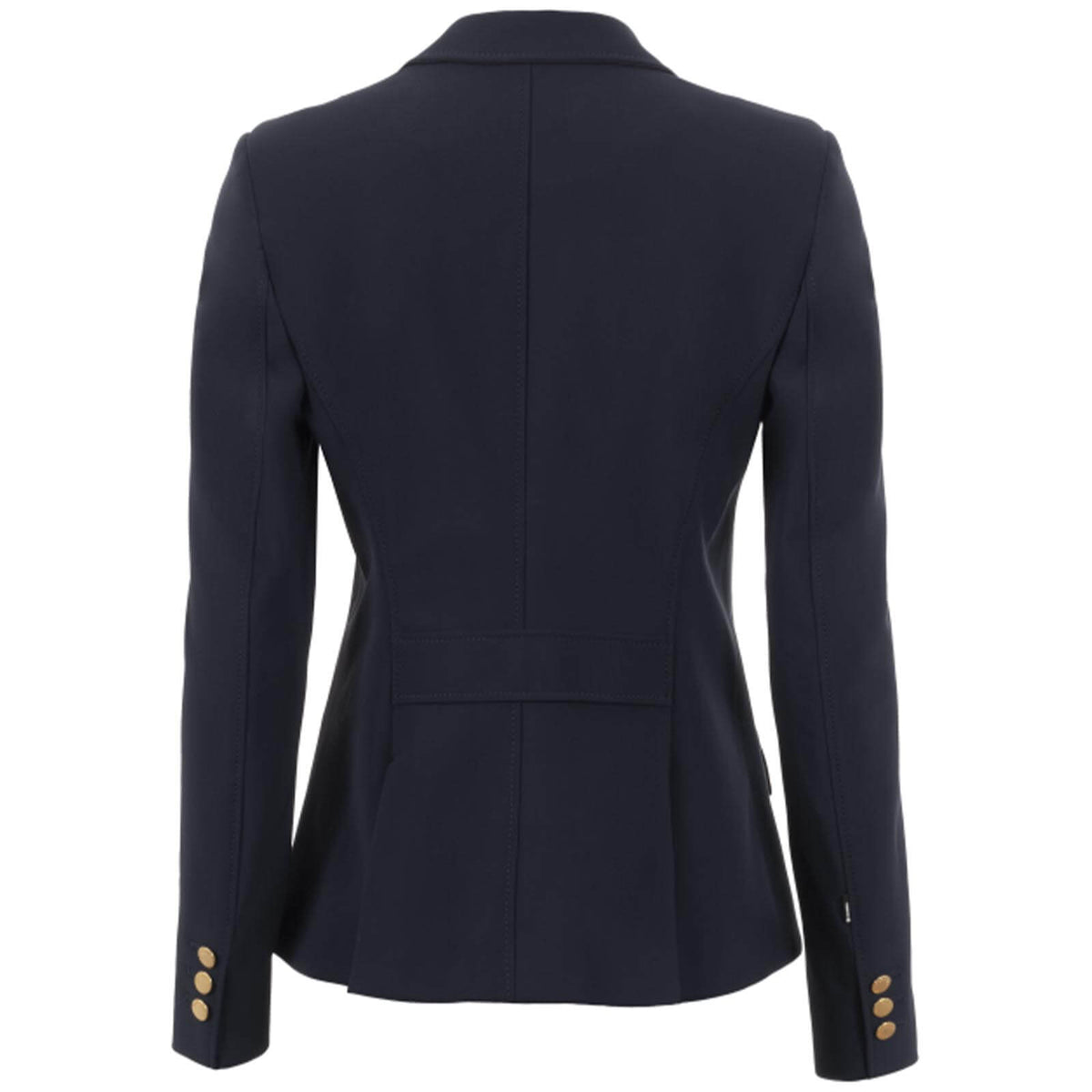 Turnierjacket Damen Montreux Reitsakko, Dunkelblau, Produkt allein von hinten.