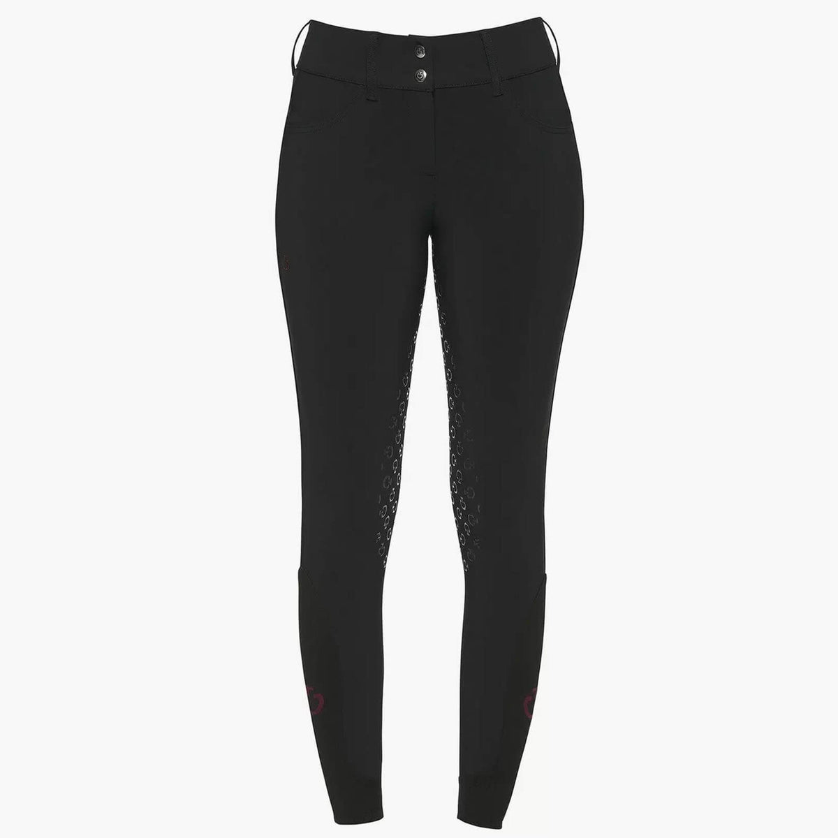 Reithose Damen American Full Grip Vollbesatz Damenreithose, Black, Produkt allein auf weißem Hintergrund.