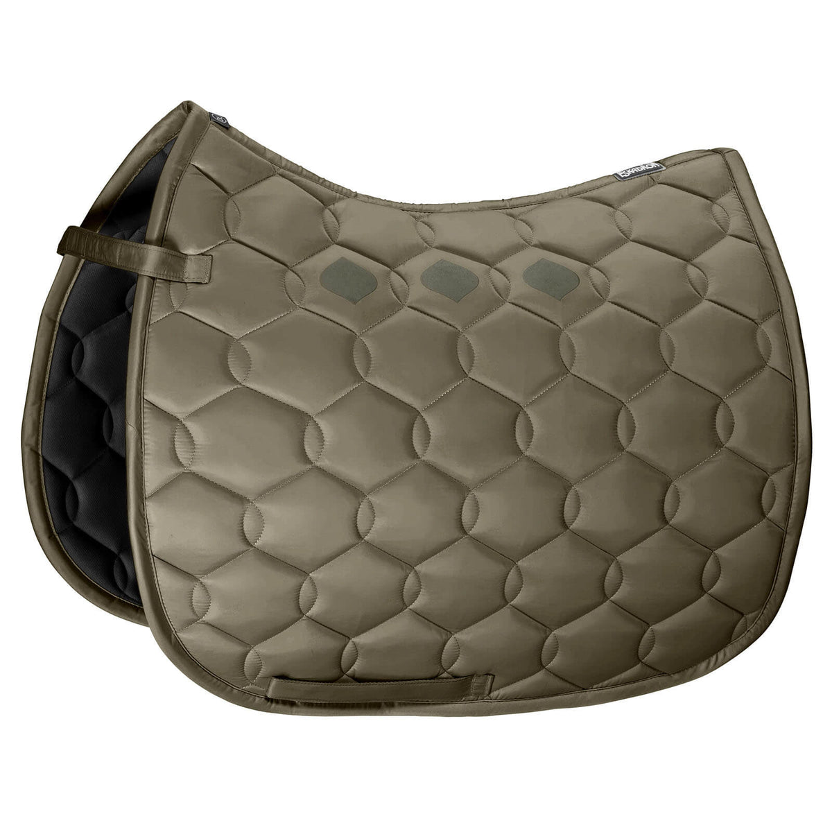 Dressurschabracke Glossy Wave Schabracke Dressur, Olive, Produkt allein auf weißem Hintergrund.