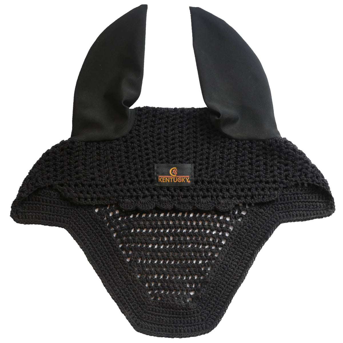 Kentucky Horsewear Fliegenmütze Fly veil Wellington Fliegenhaube Fliegenohren, Schwarz, Produkt allein.