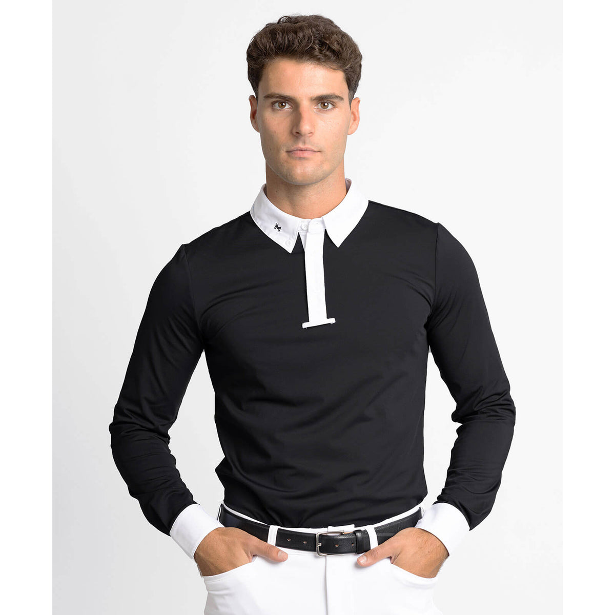 Turniershirt Herren Active Competition Long Sleeve, Schwarz, Mann trägt das Shirt.