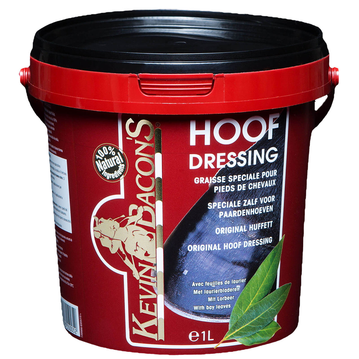 Kevin Bacons Hufpflege Hoofdressing Lorbeersalbe, Schwarz, 1 l, Eimer mit Produktetikett.
