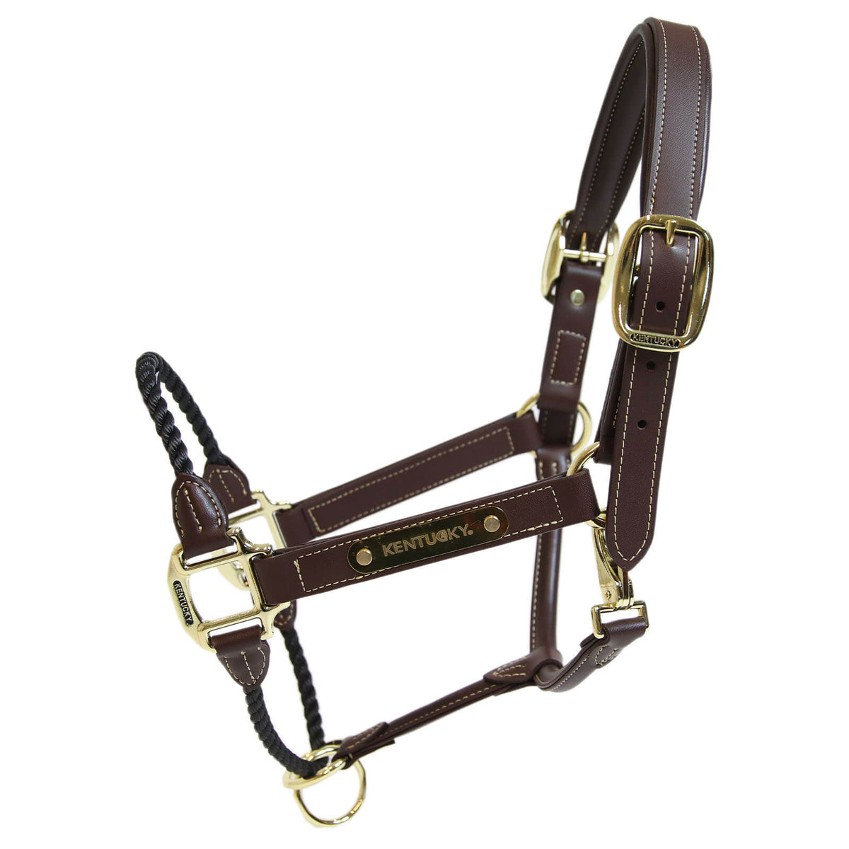 Kentucky Horsewear Lederhalfter Rope Halfter, Braun, Produkt allein auf weißem Hintergrund.