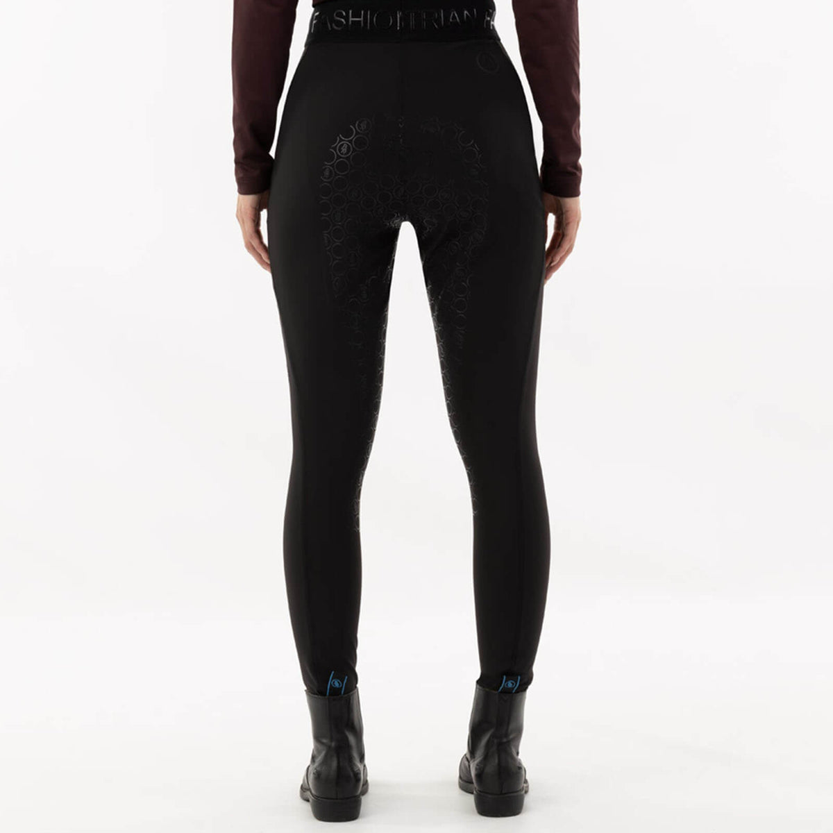 BR Reithose Damen HW 2024 Fullgrip Faiga Silikonbesatz, Schwarz, an einer Person von hinten.