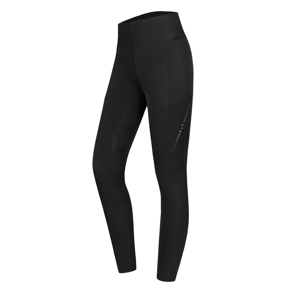 Thermo-Reitleggings Damen Full-Grip Milla HW 2023 Damenreitleggings Vollbesatz, Schwarz, Produkt allein.