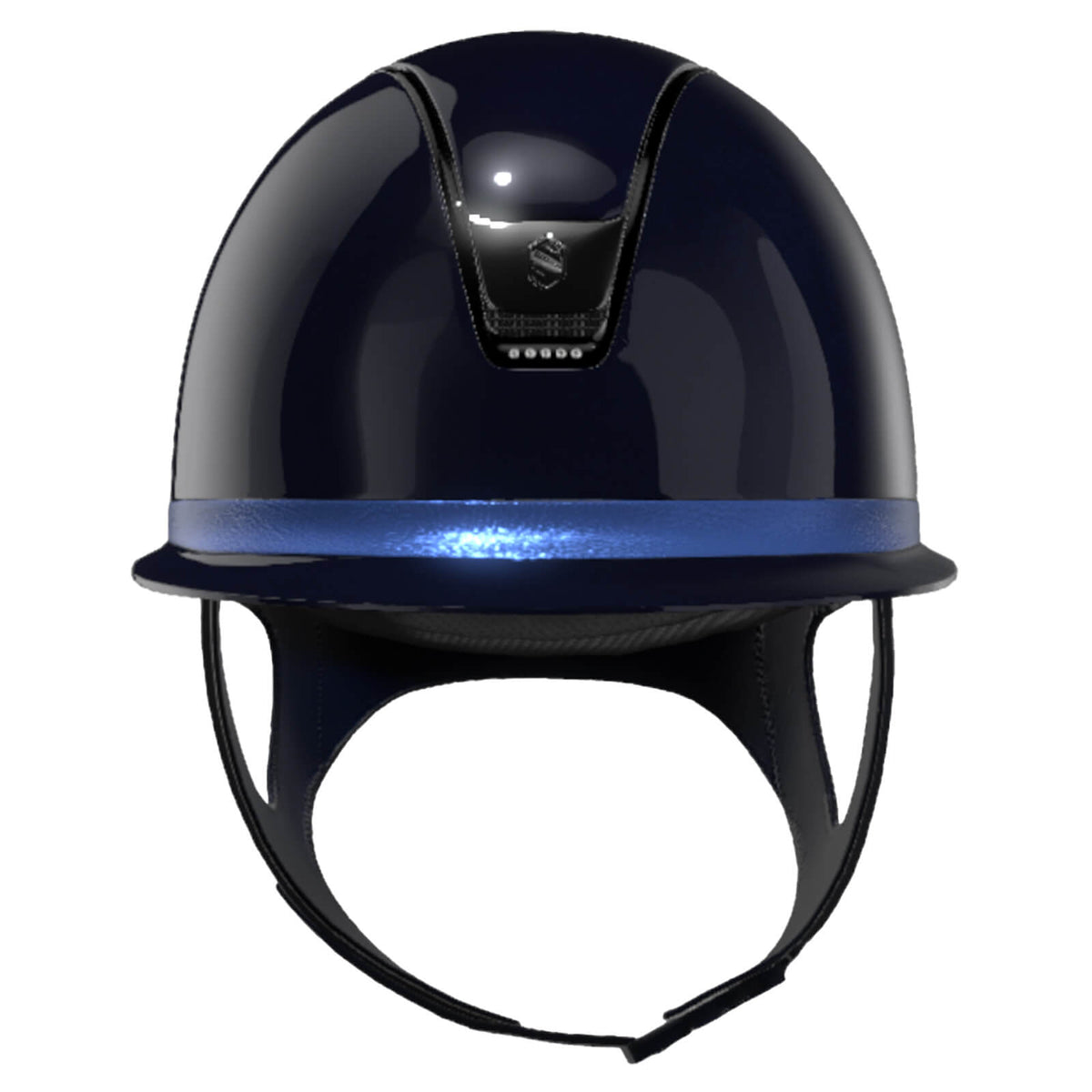 Samshield Reithelm Miss Shield 2.0 Blue SG Top SG Frontal Band Leder Trim Chrome 5 SW Blason Chrome Black, Detailaufnahme.