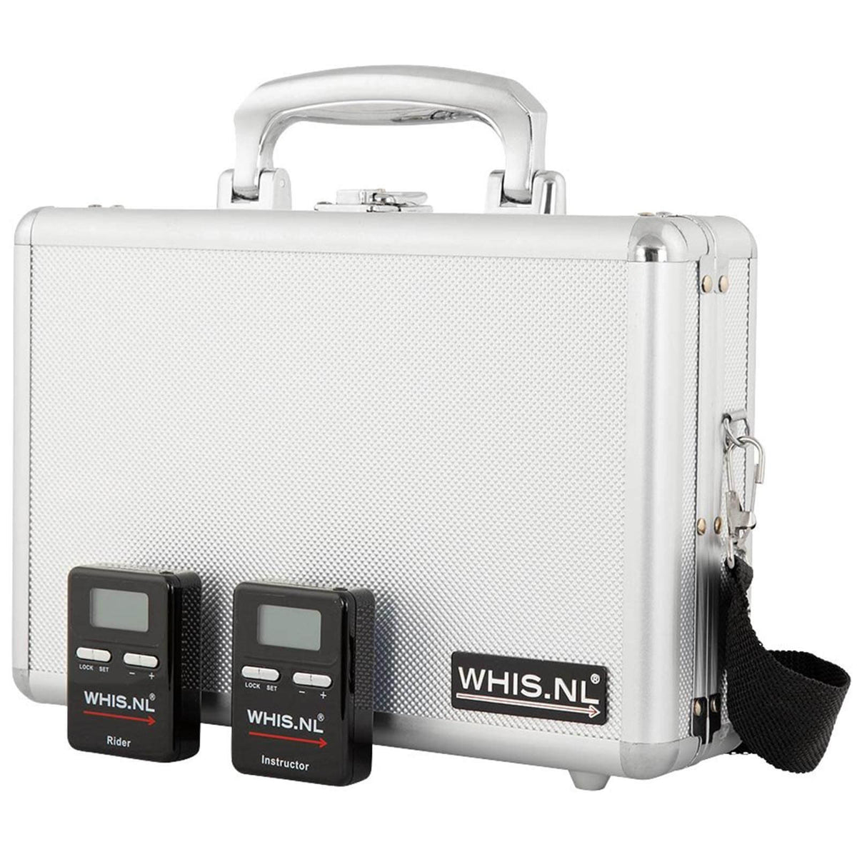 WHIS Kommunikationssystem Original Komplett Audio-Headset-System, Schwarz, Produkt mit Koffer und zwei Geräten.