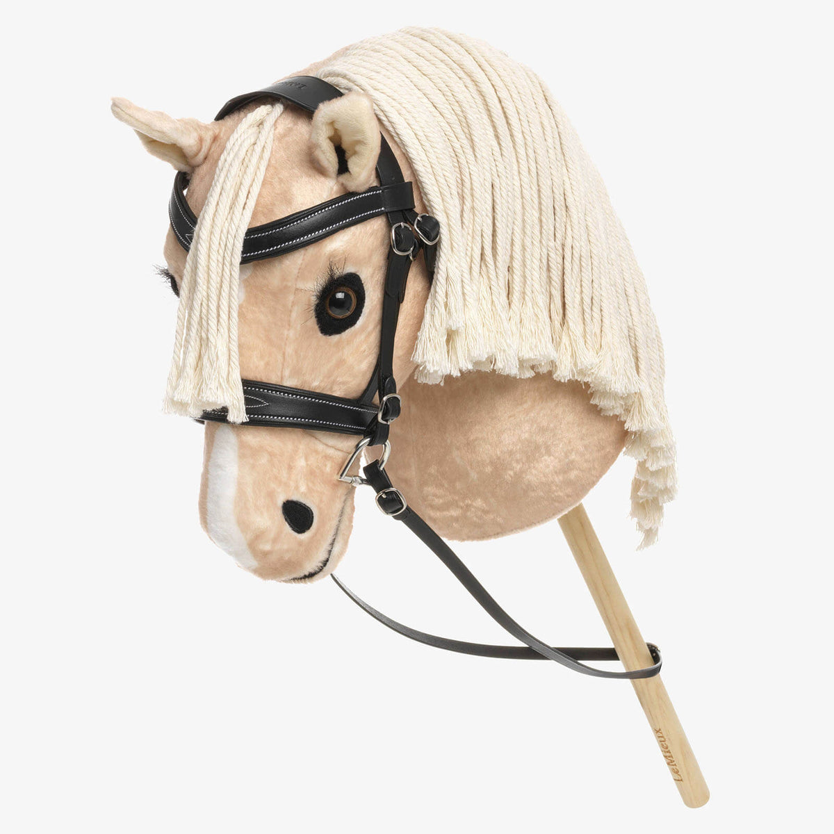 LeMieux Trense Hobby Horse Competition Bridle, beige, Hobby-Horse mit Trense und Zügeln.