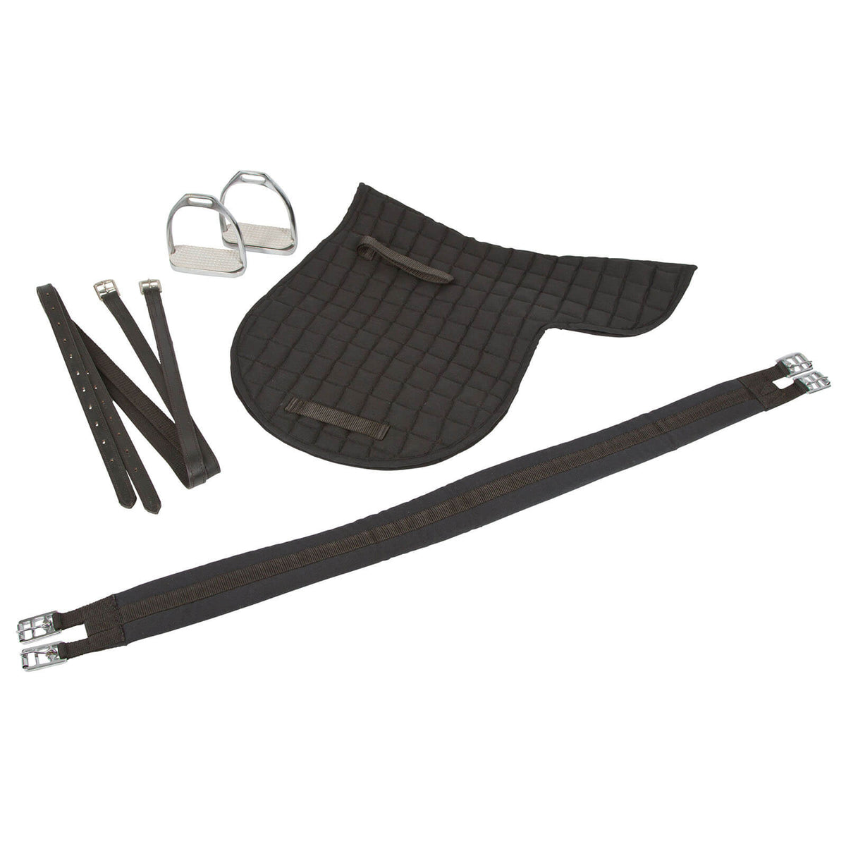 KERBL Sattelset, Schwarz, Produkt allein auf weißem Hintergrund.