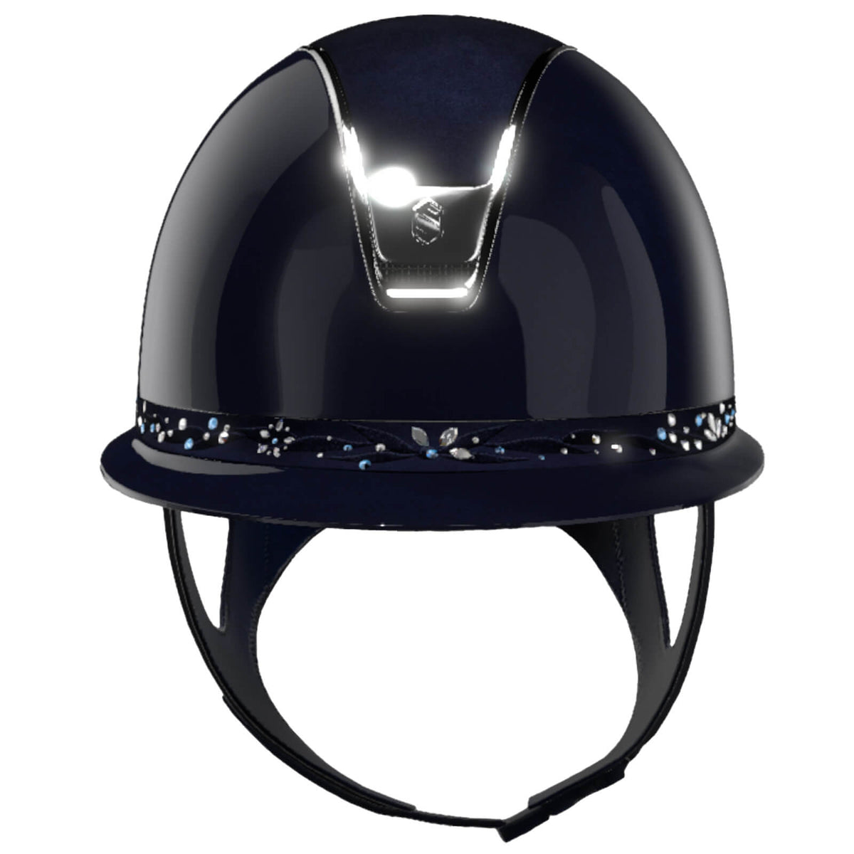 Samshield Reithelm Miss Shield Shadowglossy 2.0 Blue SG Top SG Frontal Band Flower Swaro Trim Chrome Blason Ch, Blue, Produkt allein.