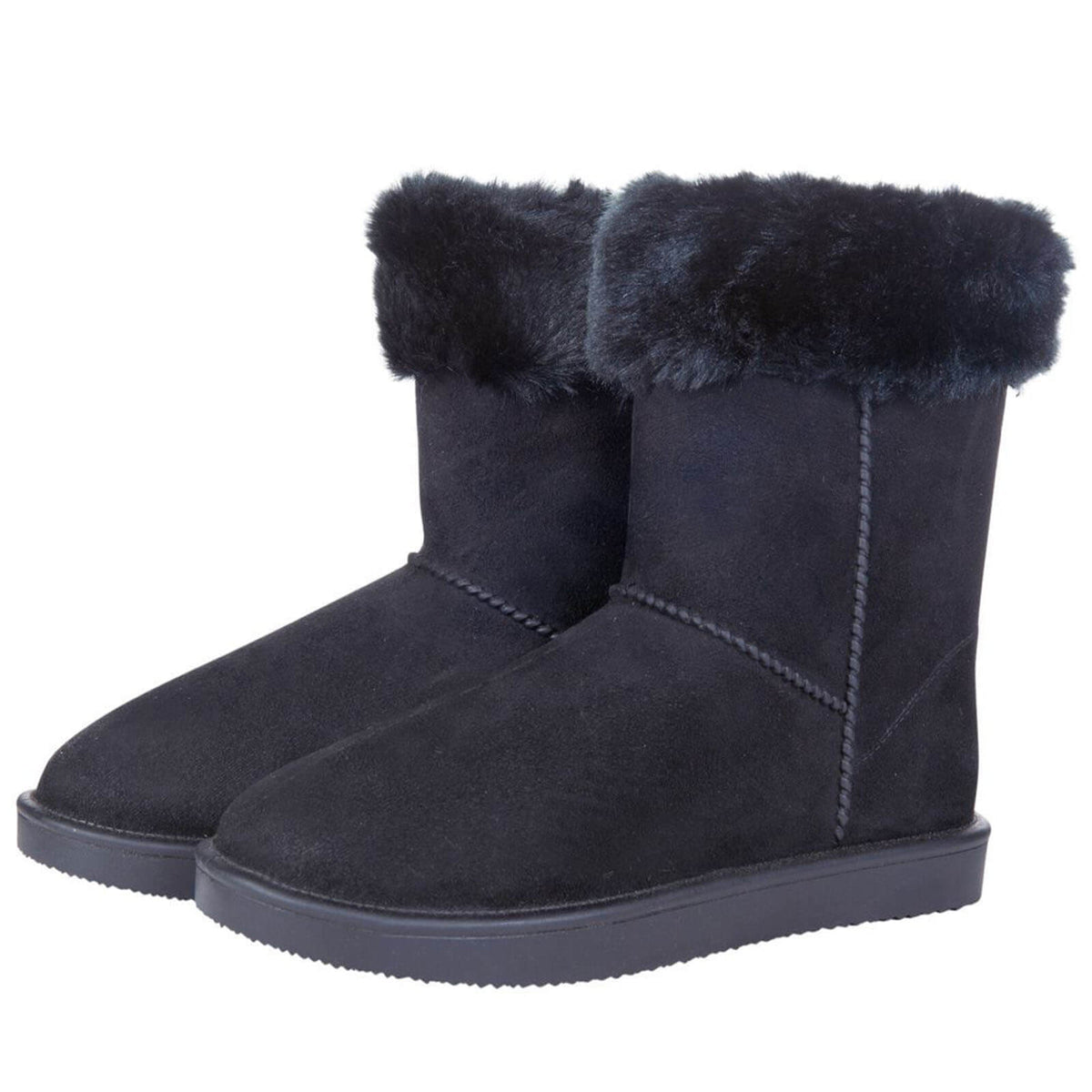 Allwetterstiefel Davos Fur, Schwarz, Paar Stiefel auf weißem Hintergrund.