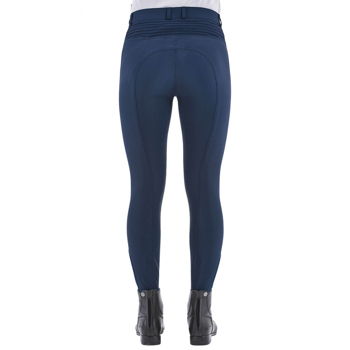 Reithose Madeira Knie-Grip II Kniebesatz Damenreithose, Dunkelblau, Person trägt die Reithose von hinten.