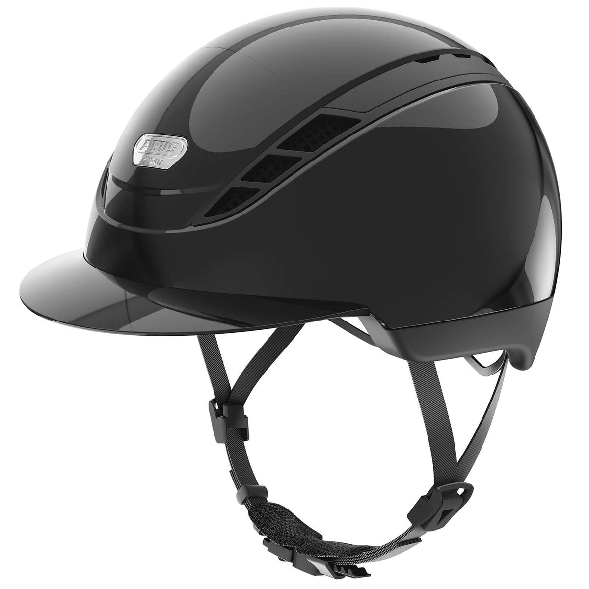 Reithelm Air Duo, Shiny Black, Produkt allein auf weißem Hintergrund.