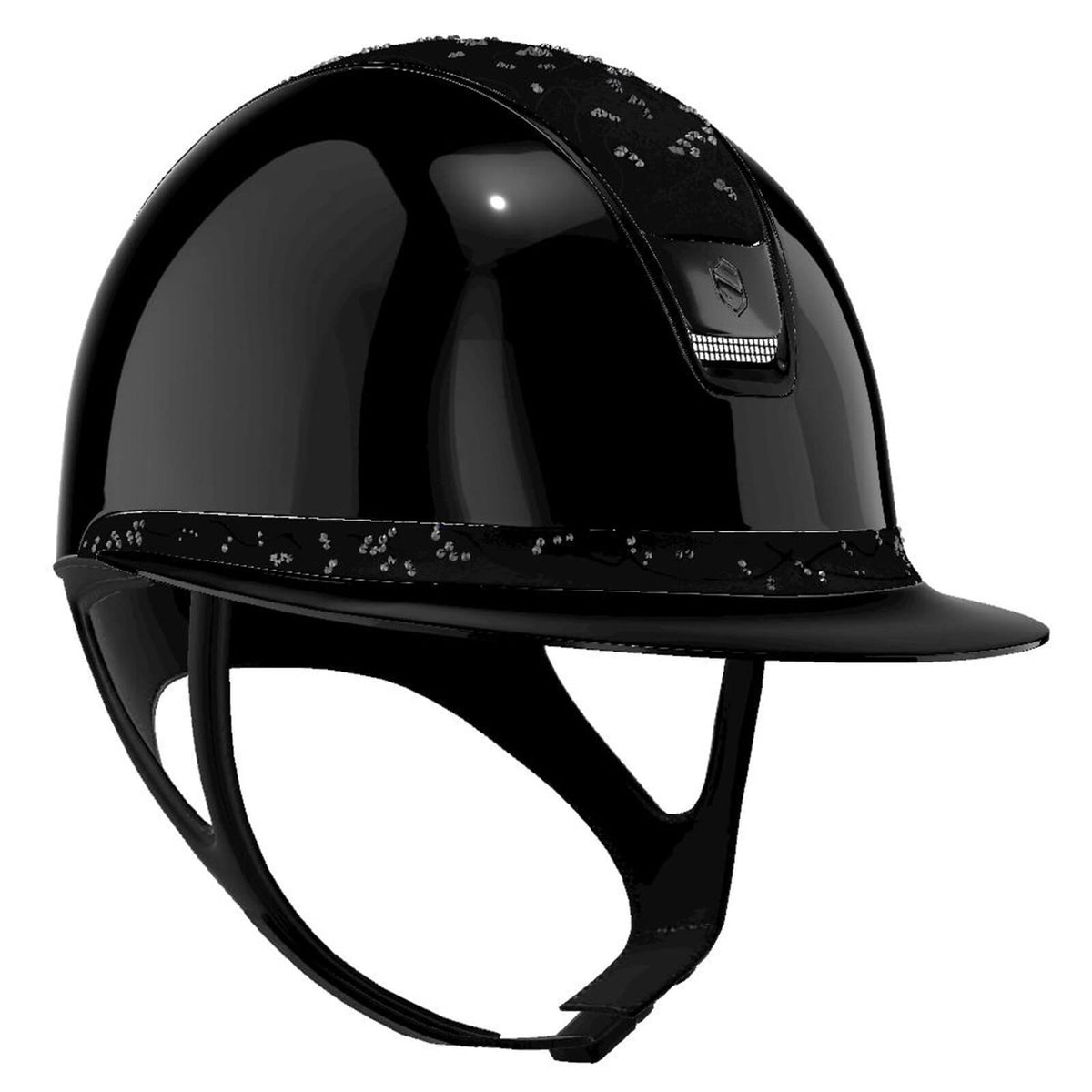 Reithelm Miss Shield 2.0 Black SG Top Crystal Leaf Frontal Band Crystal Leaf Trim Chrome Blason Chro., Black, Produkt allein auf weißem Hintergrund.