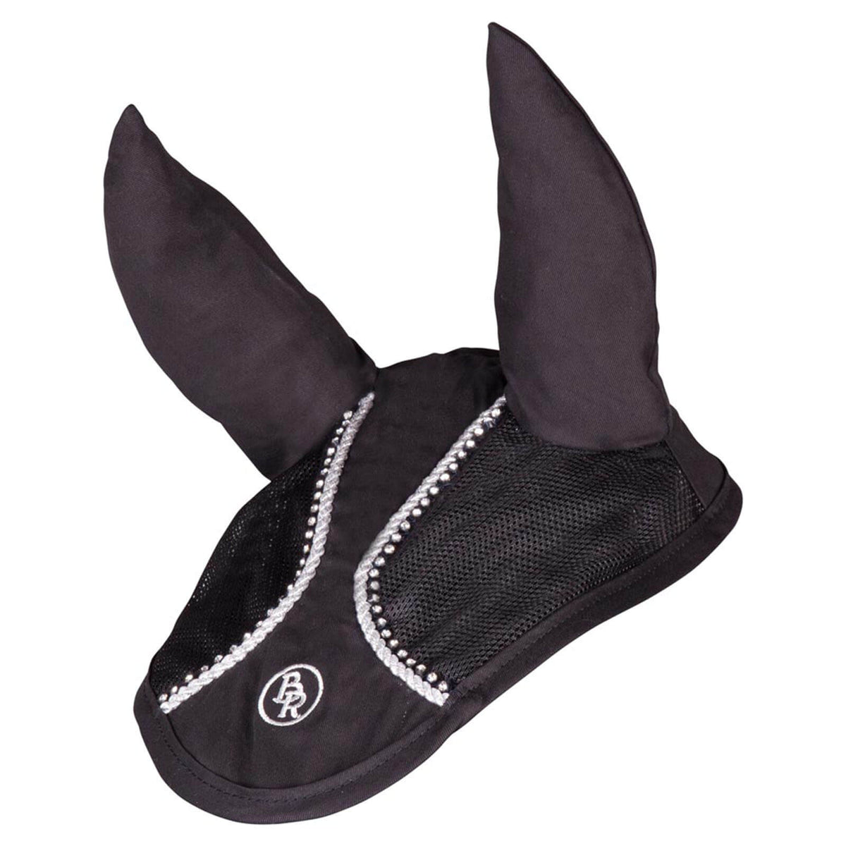 BR Fliegenmütze Glamour Chic Fliegenohren Fliegenhaube, Schwarz, Produkt allein auf weißem Hintergrund.