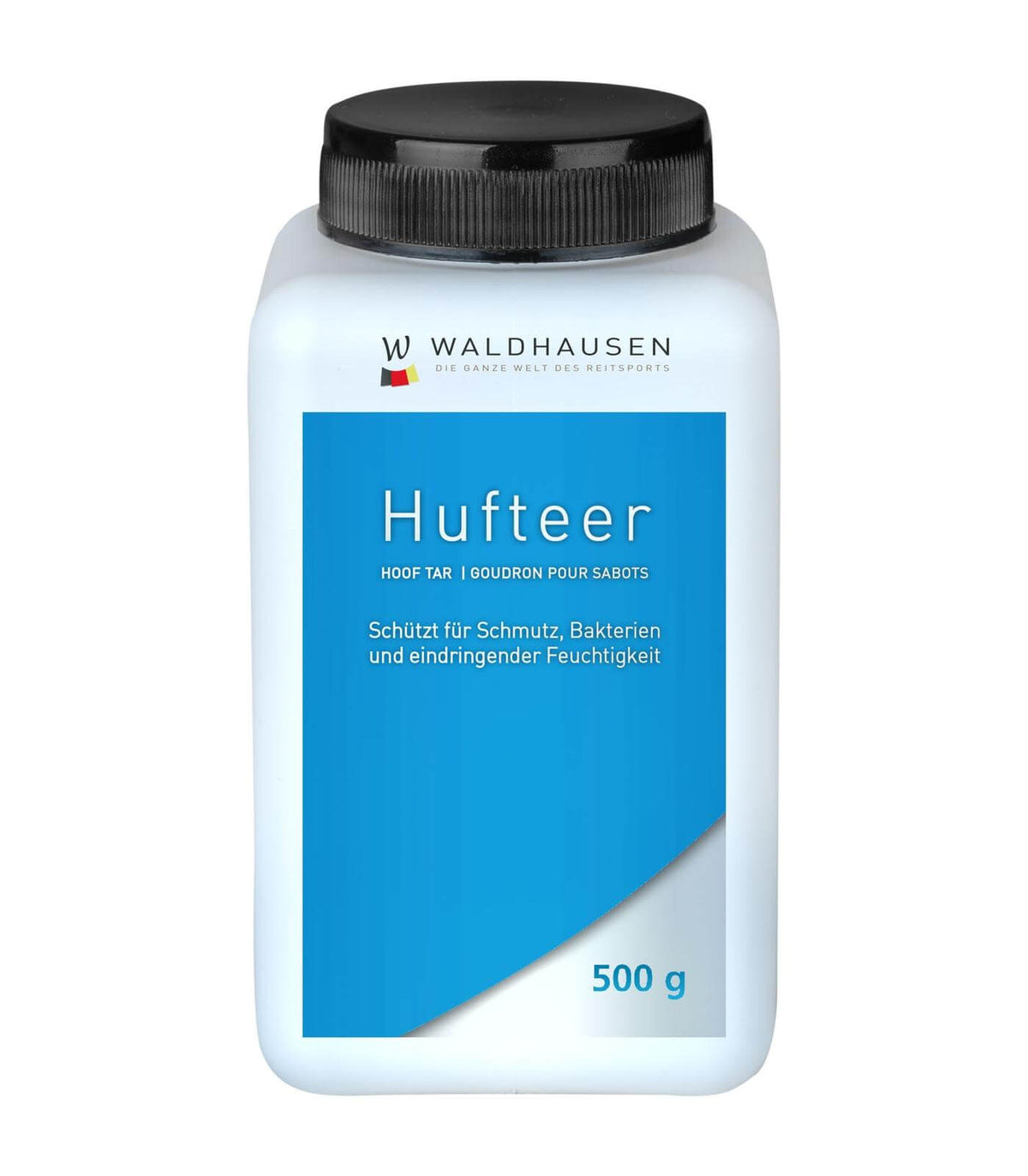 Waldhausen Hufteer flüssig, 500 ml, Produkt allein auf weißem Hintergrund.