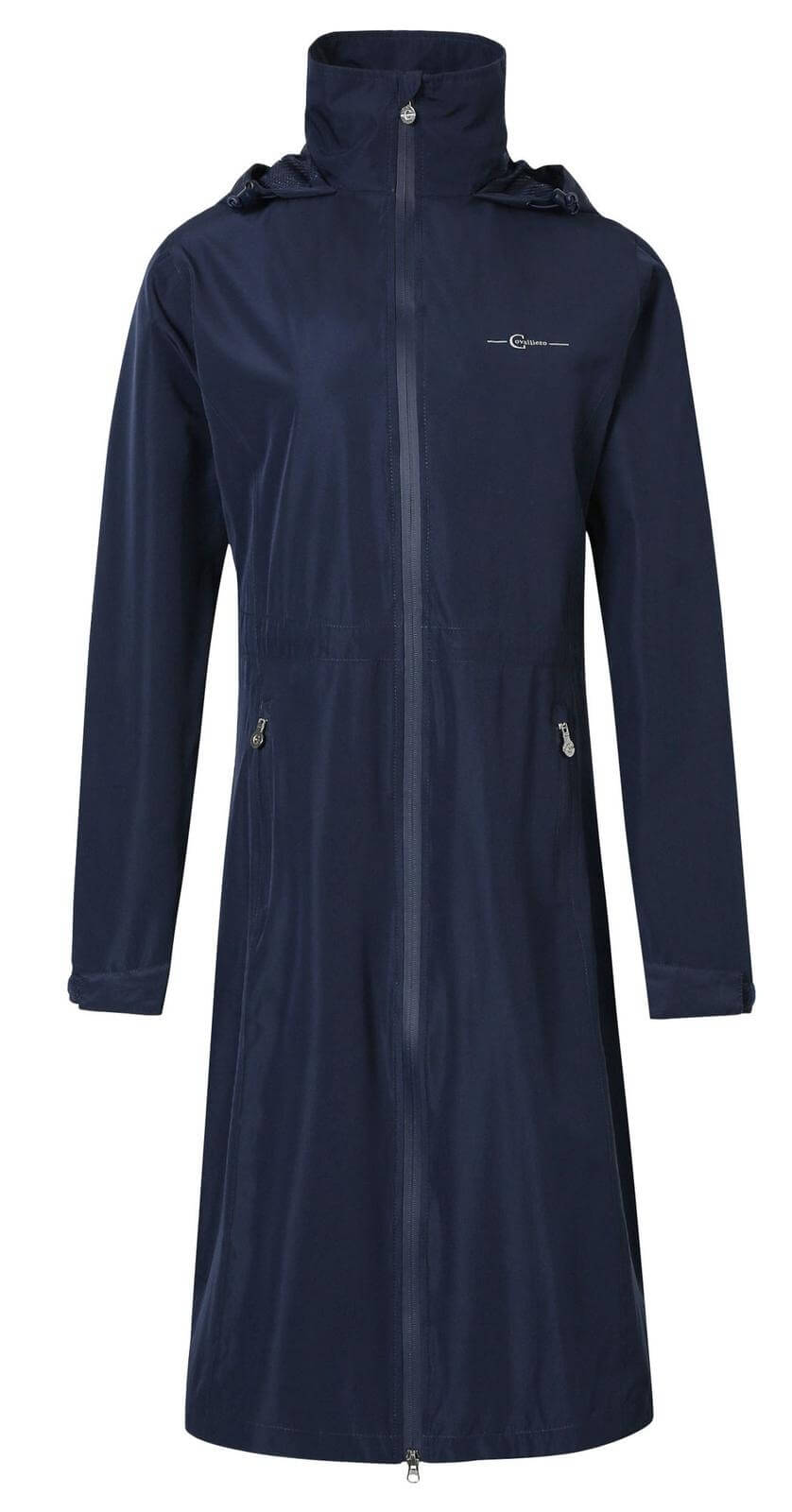 Covalliero Regenmantel Damen Reitmantel, Navy, Produkt allein auf weißem Hintergrund.