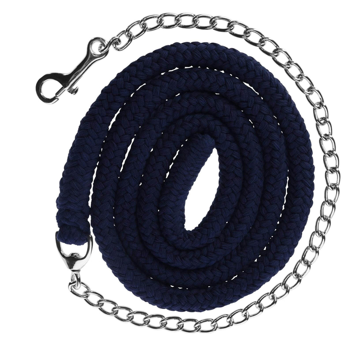 Führstrick Baumwolle mit Kette, Navy, Produkt allein auf weißem Hintergrund.