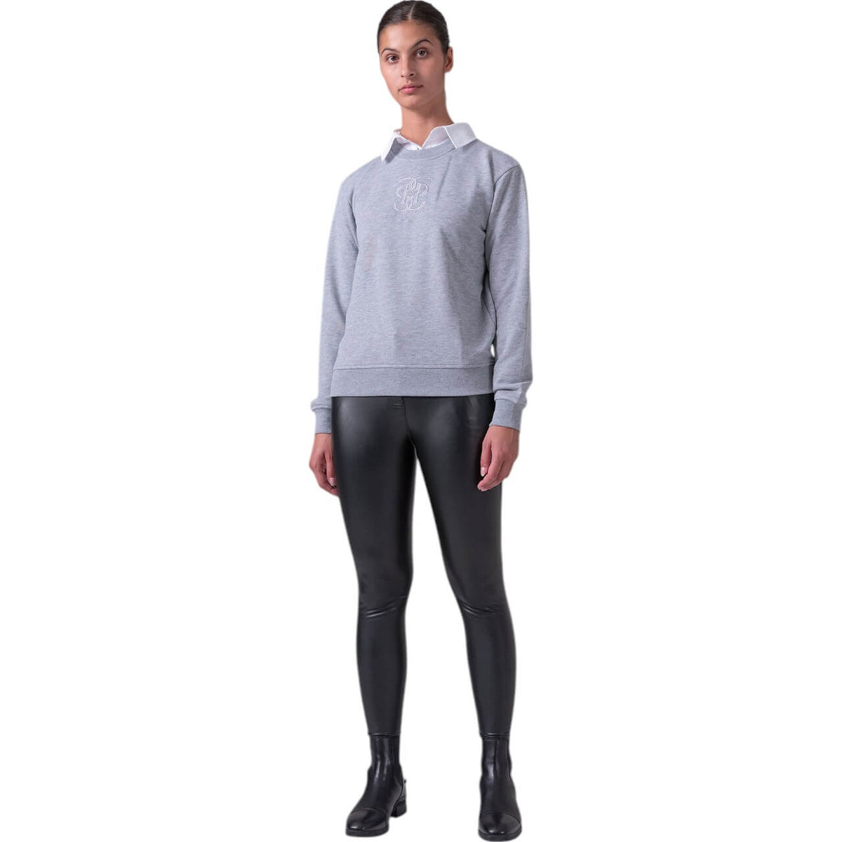 PS of Sweden Sweatshirt Kayla FS 2025 Pullover, Grau, Model trägt das Sweatshirt.