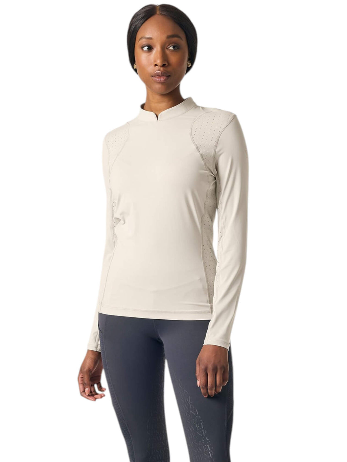 Langarmshirt Claire Airflow Top FS 2025 Shirt, Foggy Rock, Person trägt das Produkt.