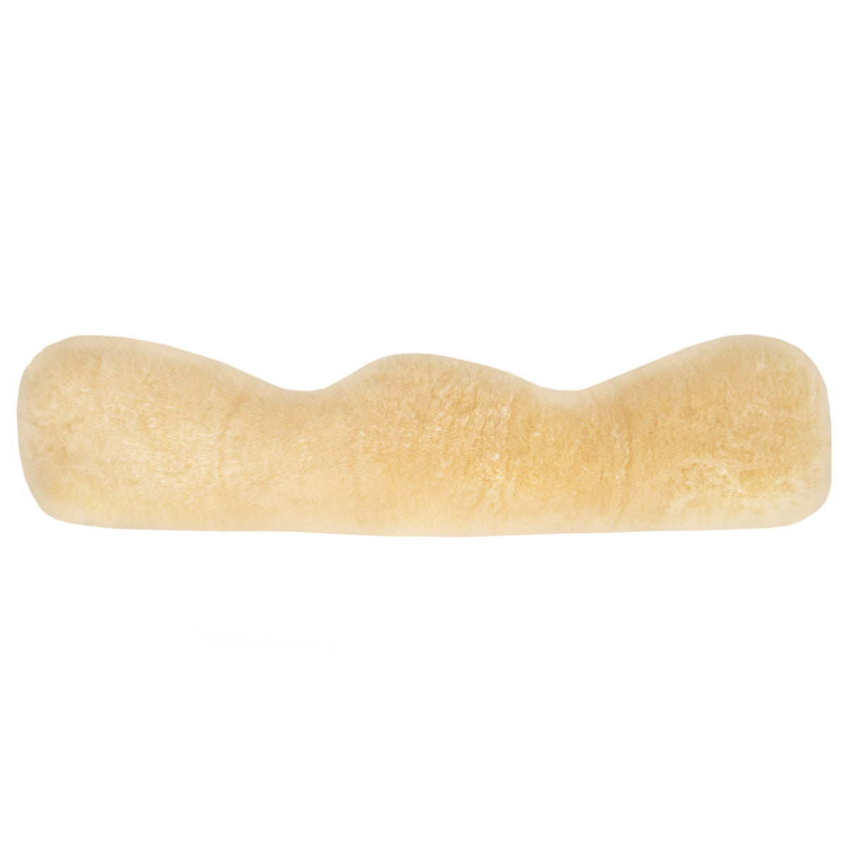 Mattes Sattelgurt asymmetrischer Kurzgurt Lammfellgurt, Creme, Produkt allein auf weißem Hintergrund.