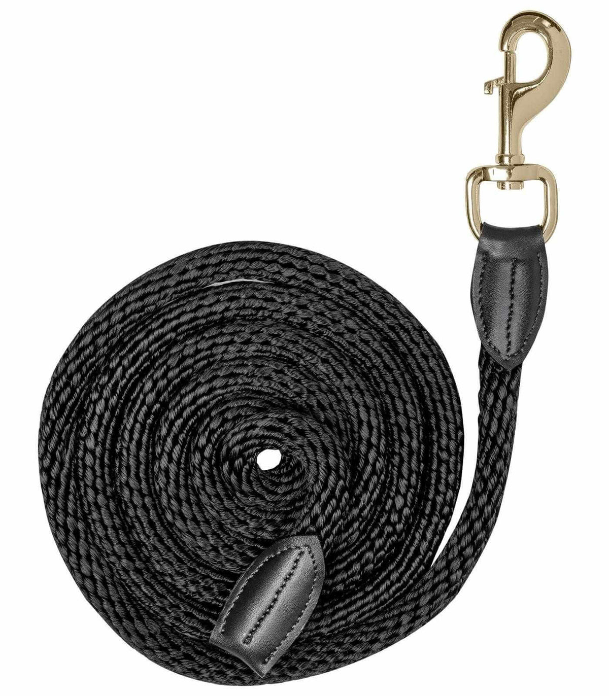 Führstrick Exclusive, Schwarz, Produkt allein mit goldfarbenen Beschlägen auf weißem Hintergrund.