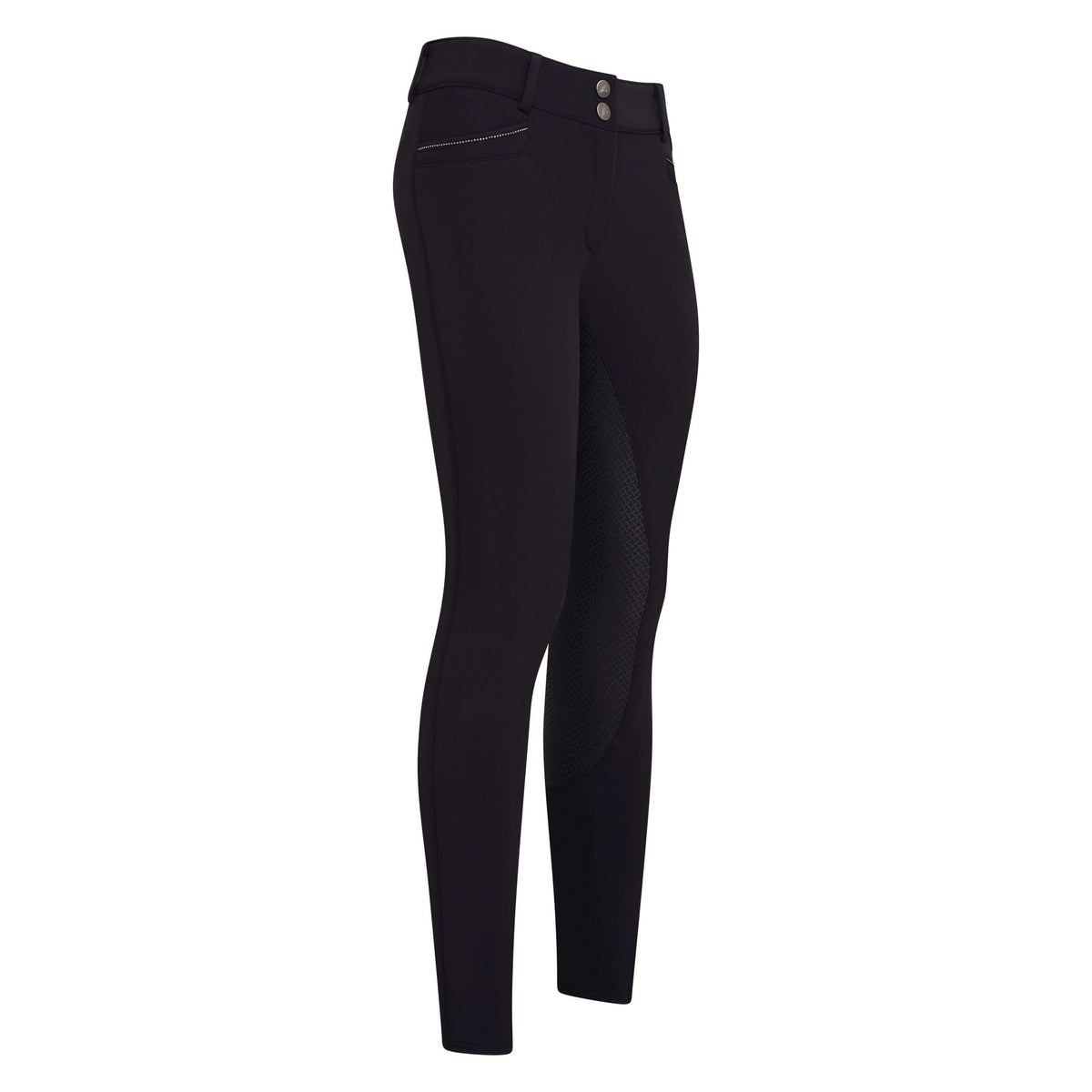 Reithose Full Grip ESArielle Thermaline HW23 Damenreithose, Black, Produkt allein auf weißem Hintergrund.