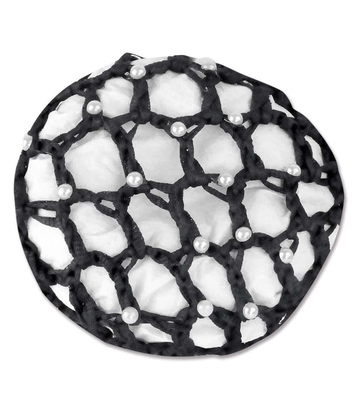 Waldhausen Haarnetz mit Perlen Knotenhaarnetz, Schwarz, Produkt allein auf weißem Hintergrund.