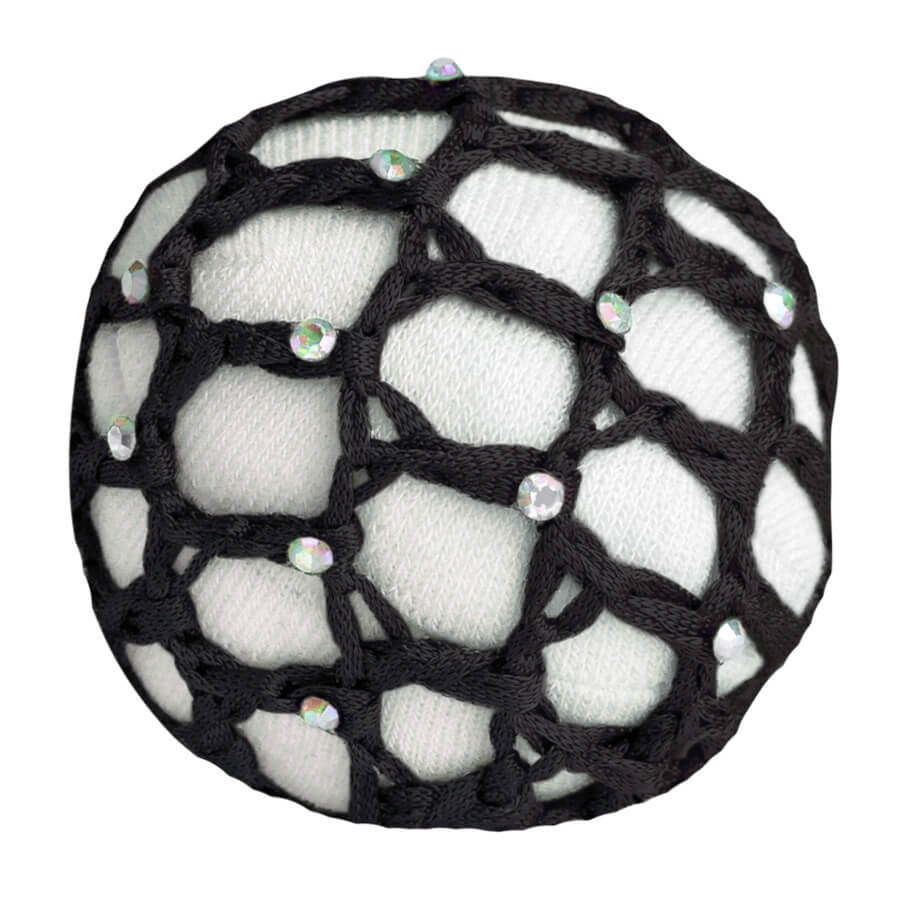 Waldhausen Haarnetz mit Glitzersteinchen, Schwarz, Produkt allein auf weißem Hintergrund.