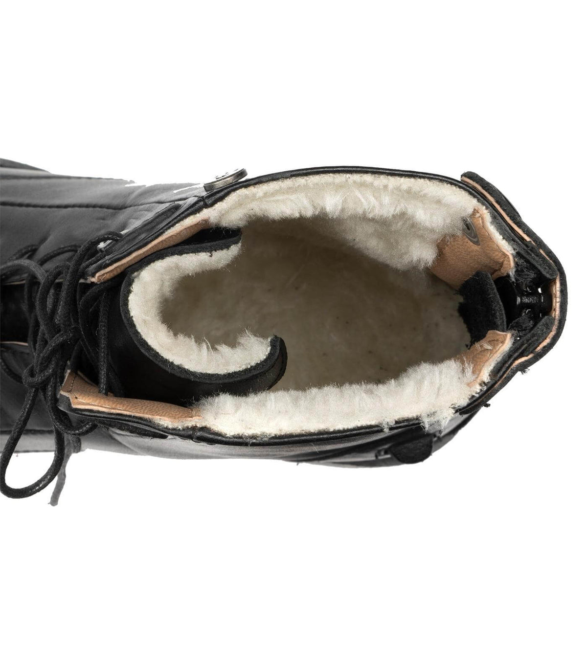 E.L.T Schnürstiefelette Belfort Winter, Schwarz, Detailaufnahme der gefütterten Stiefelette.