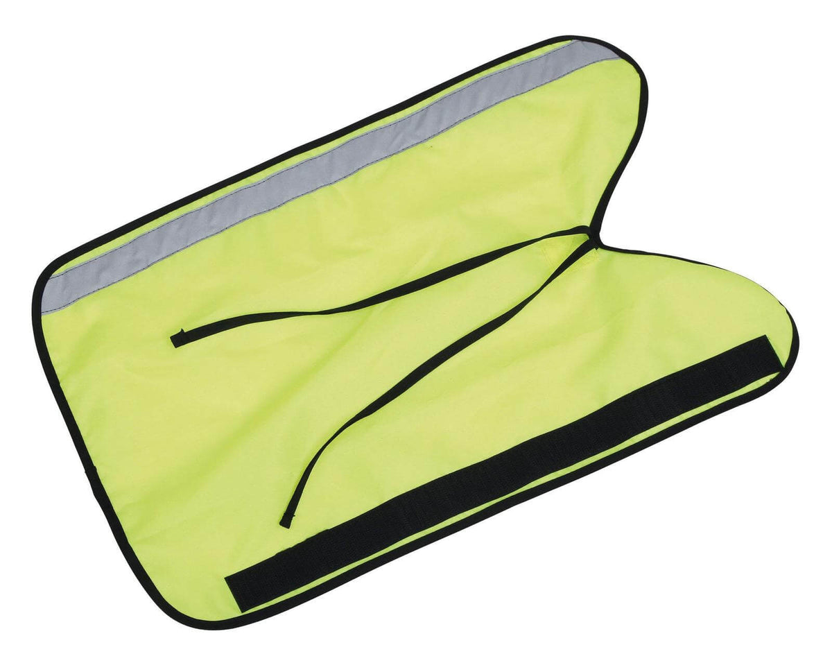 Covalliero Schweifschutz Reflex Schweifschoner, leuchtend gelb, Produkt allein auf weißem Hintergrund.