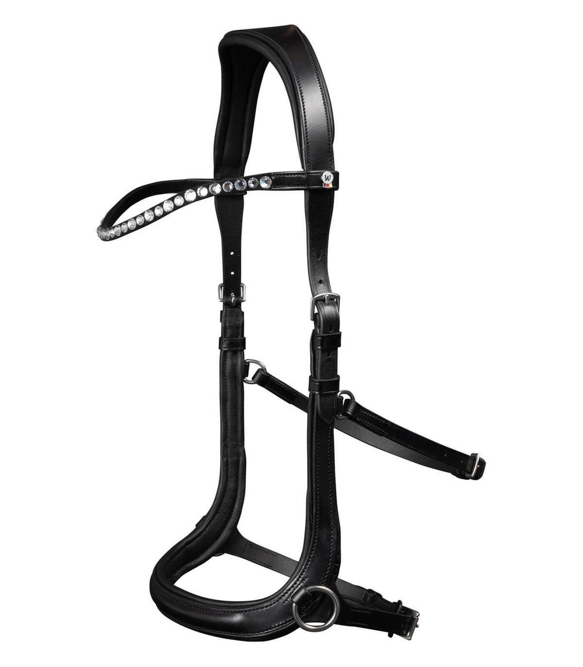 Trensenzaum X-Line Gebisslos Sensation, Schwarz, Produkt allein auf weißem Hintergrund.