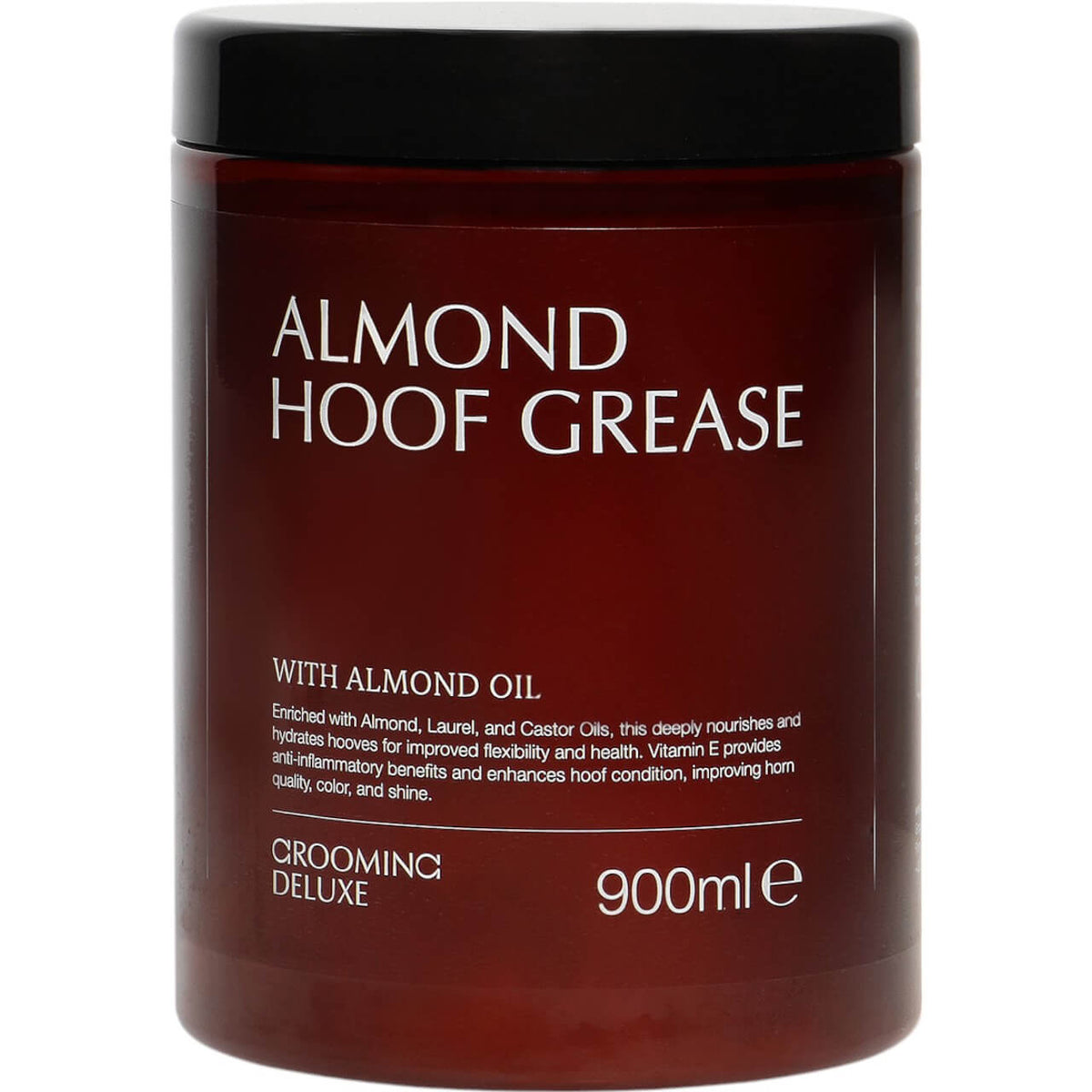 Huffett Almond Hoof Grease Hufpflege, 900 ml, Produkt allein auf weißem Hintergrund.