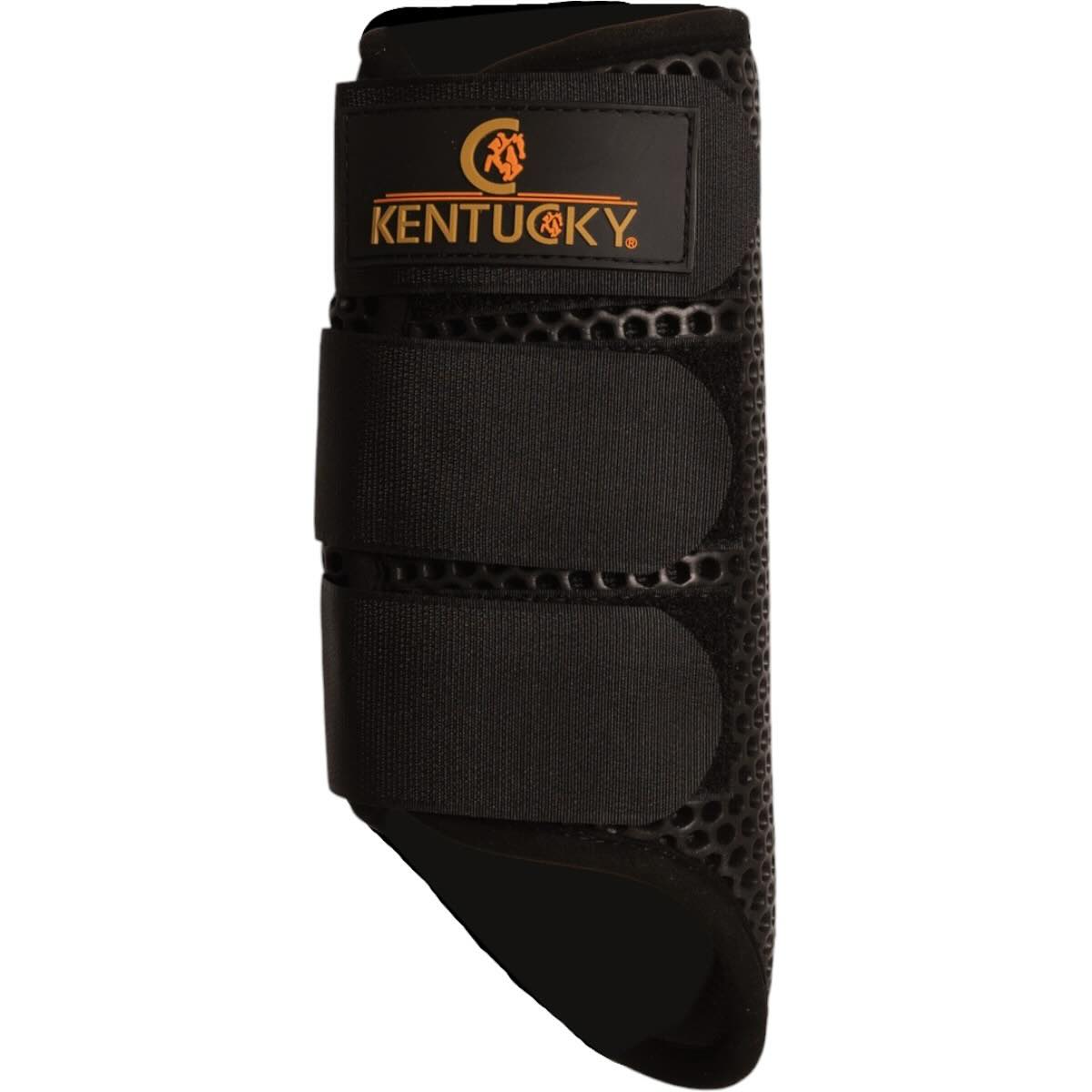Kentucky Horseware Arbeitsgamaschen Turnout ProAir Vorderbein Gamaschen, Schwarz, Produkt allein auf weißem Hintergrund.