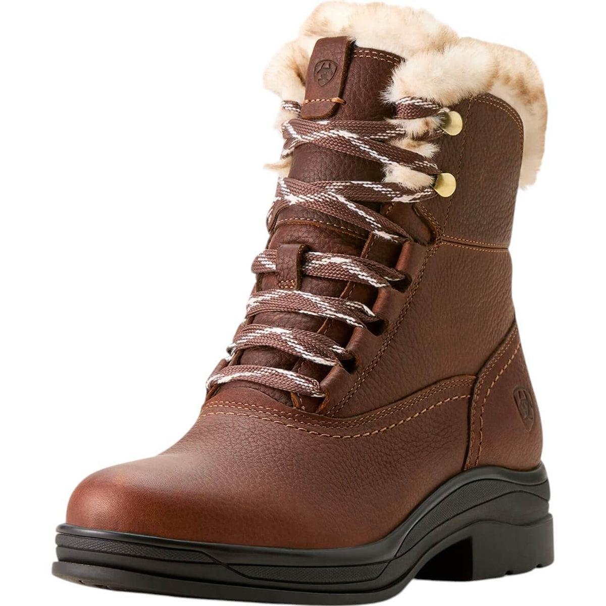 Ariat Stiefel WMS Harper Sherpa Waterproof Boot Outdoorschuh, Braun, einzelner Boot auf weißem Hintergrund.