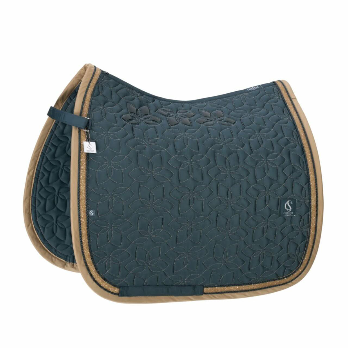 Eskadron Dressurschabracke Glossy Jewel Contrast Classic Sports FS26 Sattelunterlage, Petrol, Produkt allein.