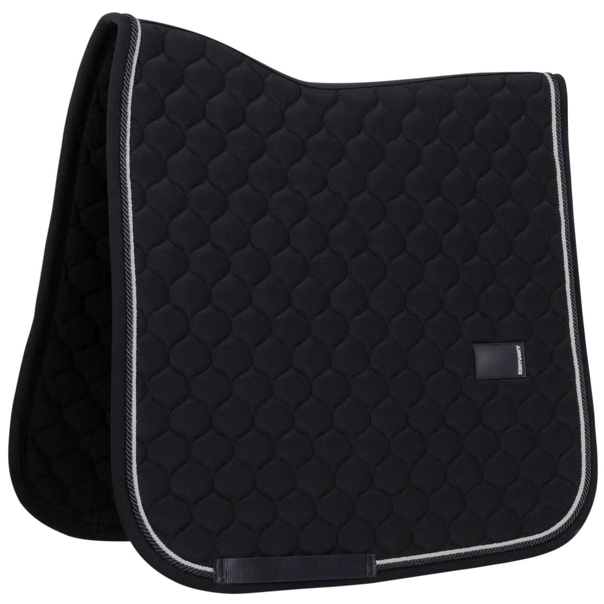 Dressurschabracke Onion Quilt Rubber Logo Schabracke, Black, Produkt allein auf weißem Hintergrund.