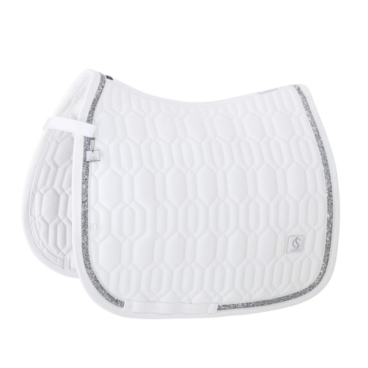 Eskadron Dressurschabracke Softshell Jewel Classic Sports FS26 Sattelunterlage, Weiß, Produkt allein.