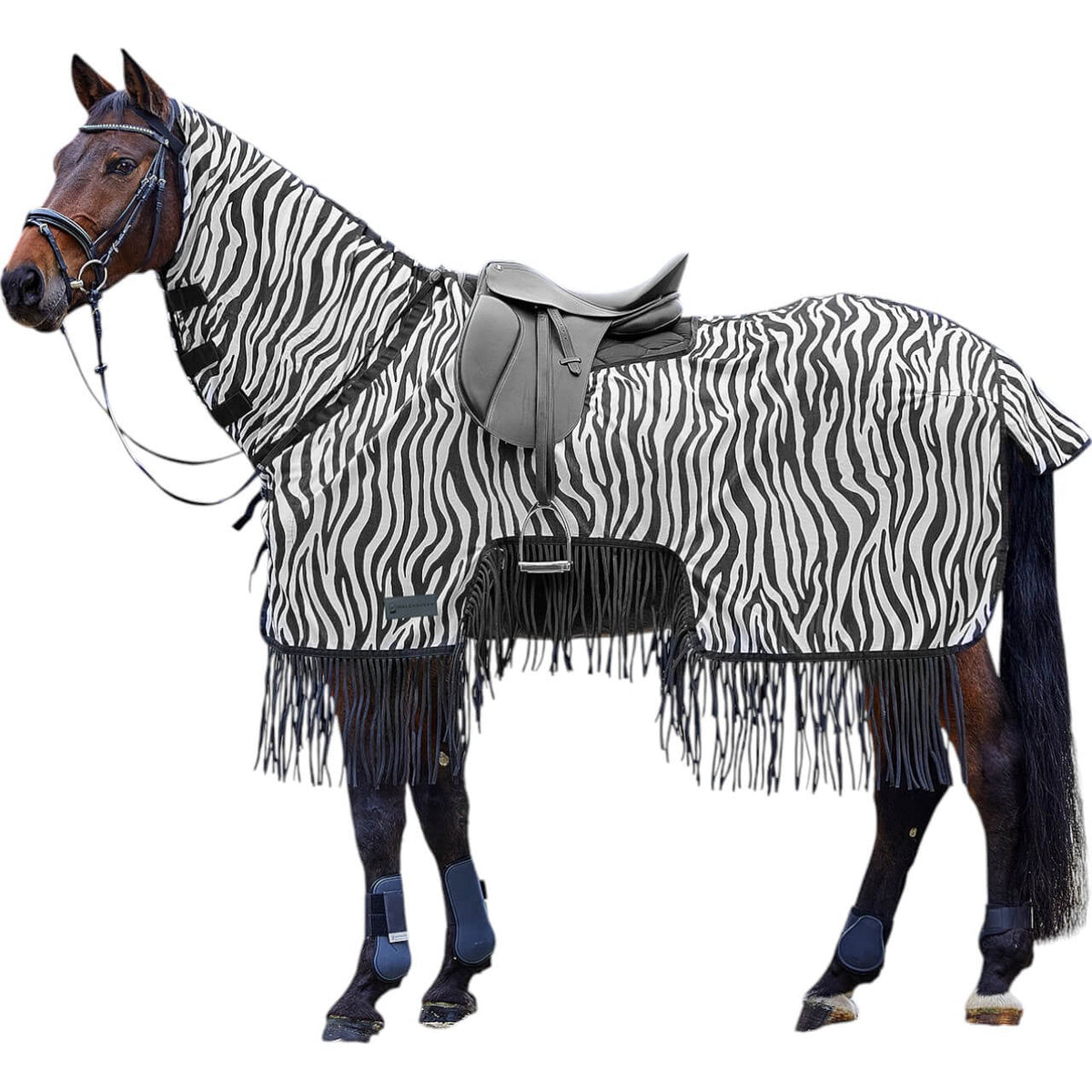 Fliegenausreitdecke Zebra mit Fransen Fliegendecke
