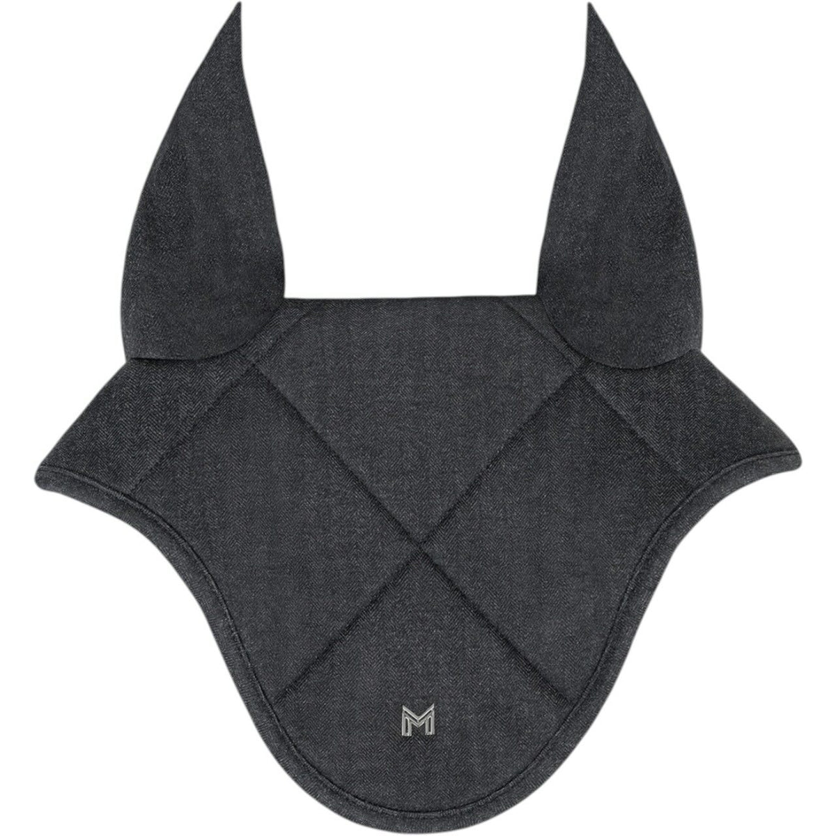 Maximilian Equestrian Fliegenhaube Herringbone Ear Bonnet Fliegenmütze, Graphite, Produkt allein auf weißem Hintergrund.