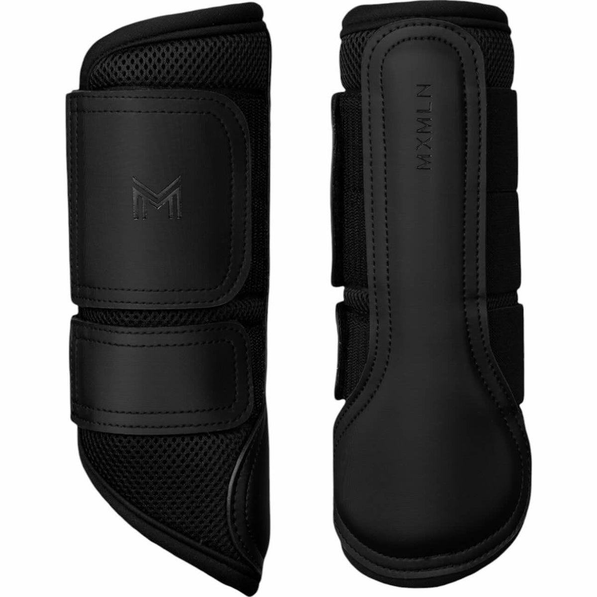 Maximilian Equestrian Gamaschen Ego Brushing Boots Black, Produktpaar auf weißem Hintergrund.