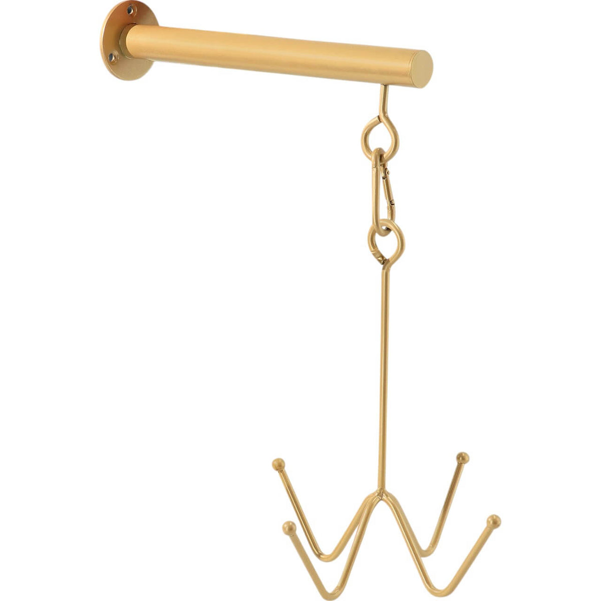 Trensenhalter mit 4 Haken Wandbefestigung, Gold, Produkt allein auf weißem Hintergrund.
