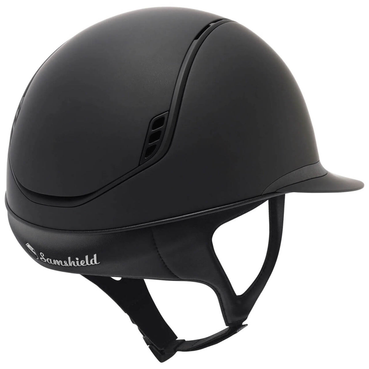 Samshield Reithelm Miss Shield Shadowmatt 2.0 Dark Line, Schwarz, Produkt allein auf weißem Hintergrund.