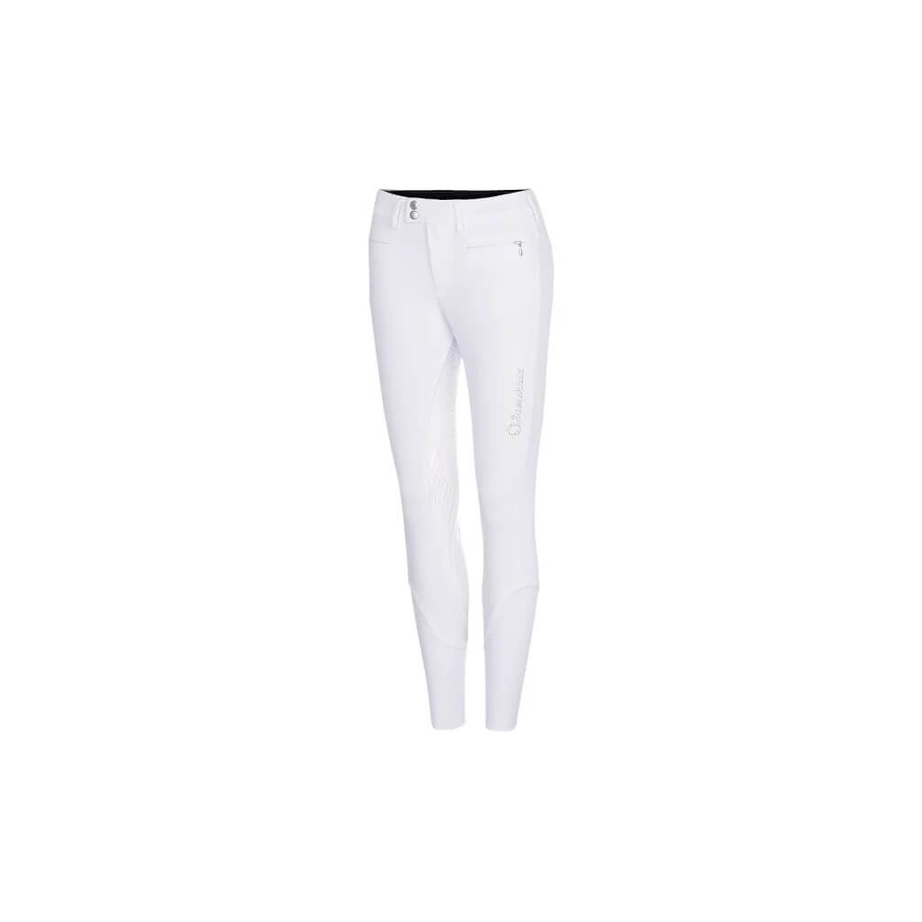 Reithose Damen Full-Grip Diane Damenreithose, White, Produkt allein auf weißem Hintergrund.