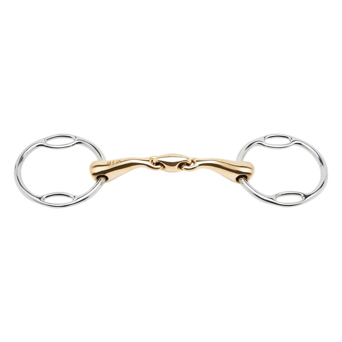 Soft-Ring-Wassertrense Doppelt Gebrochen KAUGAN®-Shaped 16 mm Multi-Ring-Gebiss, Gold, Produkt allein.
